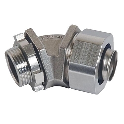 Gibson Stainless® LT100-45 Liquid Tight Connector, 1 in Trade, 45 deg, Stainless Steel, Polished