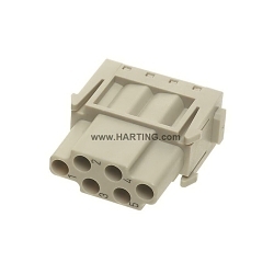 HARTING® 09 14 006 3101 Han-Modular® Connector Insert, 6 Positions, Crimp/Female, Polycarbonate