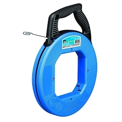 IDEAL® Blued-Steel™ Tuff-Grip™ Pro 31-057 Fish Tape With Case and Handle, 0.125 in W x 0.06 in THK Tape, 240 ft L Tape, Flat Profile, Carbon Steel Tape, Blue