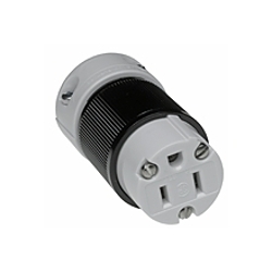 Woodhead® Safeway® 5269 Straight Blade Connector, 125 VAC, 15 A, 2 Poles, 3 Wires, Black/White