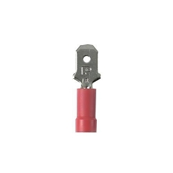 Panduit® Pan-Term™ DV18-250MB-CY DV-MB Barrel Insulated Loose Piece Vibration-Resistant Disconnect, 22 to 18 AWG Conductor, 0.25 in W x 0.032 in THK Tab, Butted Seam/Funnel Entry Barrel, Copper, Red