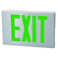 MORRIS 73360 Decorator Specification Grade Exit Sign, LED Lamp, 3.8/4.4 W Fixture, 120/277 V AC, Brushed Aluminum Housing, EXIT Legend
