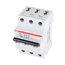 ABB System pro M compact® S203-K10 S200 High Performance Miniature Circuit Breaker, 277/480Y V AC, 10 A, 6 kA Interrupt, 3 Poles, Thermal Magnetic Trip