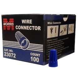 MORRIS 23072 Type P2 Heavy Duty Screw-On Wire Connector, Positive Grip Shell, Fixed/Conical Wire Spring, 22 to 16 AWG, Thermoplastic