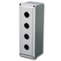 Robroy CF4PB22 Pushbutton Enclosure, 8 in L x 4 in W x 4 in D, 4 Outlets, NEMA 1/3/3R/4X/6P/12 NEMA Rating, Fiberglass Reinforced Polyester