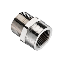 ABB EXS/150-M40/TC Thread Converter Straight Conduit Adapter, 1-1/2 in x M40, MNPT x FNPT Thread, 316 Stainless Steel