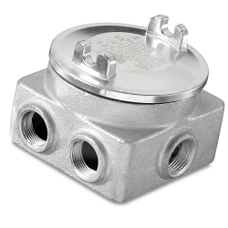 T&B® GUP214-TB 10-Outlet Explosionproof Rectangular Junction Box, 3/4 in, For Use With Branch Conduits, Iron