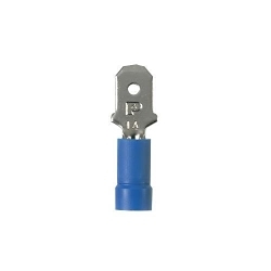 Panduit® Pan-Term™ DV14-250MB-C DV-MB Barrel Insulated Loose Piece Vibration-Resistant Disconnect, 16 to 14 AWG Conductor, 0.25 in W x 0.032 in THK Tab, Butted Seam/Funnel Entry/Insulation Support Barrel, Copper, Blue