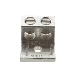 Panduit® LAM2A1/0-14-6Y 2-Barrel Mechanical Lug, 14 to 1/0 AWG Aluminum/Stranded Copper Conductor, 1/4 in Stud, 1 Bolt Hole, Aluminum