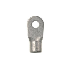 Panduit® Pan-Term® P8-14R-Q Type P-R Loose Piece Non-Insulated Ring Terminal, 8 AWG Conductor, 1.14 in L, Brazed Seam/Internal Serration/Standard Barrel, Copper, Metallic