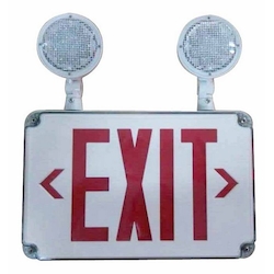 MORRIS 73456 High Output Combination Exit Emergency Light, 4.06/4.3 W Fixture, 120/277 V AC, EXIT Legend