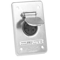 Russellstoll® Ever-Lok® 8943 Midget Pin and Sleeve Receptacle, 250 VAC, 20 A, 2 Poles, 3 Wires
