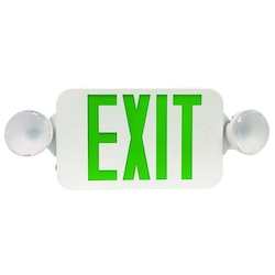 MORRIS 73042 Micro Round Head Standard Combination Exit Emergency Light, LED Lamp, 6.7/7.3 W Fixture, 120/277 VAC, EXIT Legend