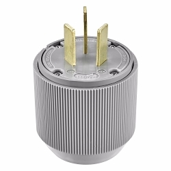 EATON Arrow Hart™ AutoGrip™ Eaton Wiring Devices 4524N Straight Blade Plug, 125/250 VAC, 50 A, 3 Poles, 3 Wires, Gray
