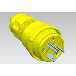 Woodhead® Watertite® Extreme 14W33 130146 Male Straight Blade Plug, 125 V AC, 20 A, 2 Poles, 3 Wires, Yellow