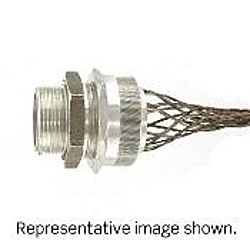 Leviton® L7731 Straight Deluxe Cord Sealing Single/Double Weave Wire Mesh Strain Relief Grip, 1-1/2 in Trade, 1 to 1-1/8 in Cable Openings, Aluminum/Stainless Steel, Anodized