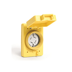 Woodhead® Watertite® 69W76 130147 Female Single Receptacle With Locking Blade and Single Flip Coverplate, 480 VAC, 30 A, 3 Poles, 4 Wires