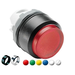 ABB MP3-11R Modular Illuminated Pushbutton Operator, 0.029 mm H x 0.029 mm W x 0.038 mm D, Flush Operator, Momentary Contact, Red