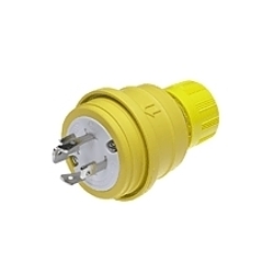 Woodhead® Watertite® 26W76 130147 3-Phase Male Plug With Locking Blade, 408 V AC, 20 A, 3 Poles, 4 Wires, Yellow