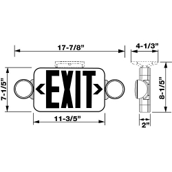 MORRIS 73040 Micro Round Head Standard Combination Exit Emergency Light, LED Lamp, 6.7/7.3 W Fixture, 120/277 VAC, EXIT Legend