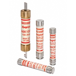 Mersen Amp-Trap 2000® SmartSpot® A6K100R A6K-R Current Limiting Low Voltage Fast Acting Fuse, 100 A, 600 V AC/300 V DC, 200/20 kA Interrupt, RK1 Class, Cylindrical Body