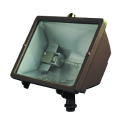 Hubbell® Outdoor Lighting Q500B Compact Floodlight Fixture,) Quartz Halogen Lamp, 120 VAC, Bronze/Powder Coated Housing
