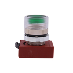 GE P9CPLVGD P9 Series Heavy Duty Oiltight/Watertight Illuminated Pushbutton Operator With Green Cap, 22.5 mm, Flush Operator