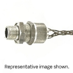 Leviton® L7709 Straight Deluxe Cord Sealing Single/Double Weave Wire Mesh Strain Relief Grip, 1/2 in Trade, 5/8 to 3/4 in Cable Openings, Aluminum/Stainless Steel, Anodized