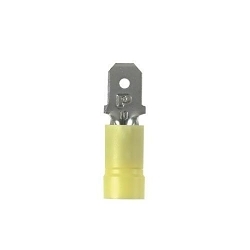 Panduit® Pan-Term™ DV10-250M-L DV-M Barrel Insulated Loose Piece Vibration-Resistant Disconnect, 12 to 10 AWG Conductor, 0.25 in W x 0.032 in THK Tab, Brazed Seam/Funnel Entry/Insulation Support Barrel, Copper, Yellow