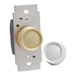 Leviton® Trimatron™ 6681-IW Deluxe Electro-Mechanical Full Range Residential Grade Dimmer Switch, 120 VAC, 1 Poles, Push On/Off Operation, Ivory/White