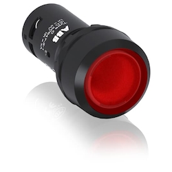 ABB CP2-11R-01 Compact Illuminated Pushbutton With Integrated LED, 22 mm, 1NC Contact, Black/Red