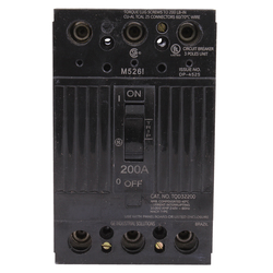 GE Q-Line® TQD32200WL Type TQD Molded Case Circuit Breaker, 120/240 V AC, 200 A, 10 kA Interrupt, 3 Poles, Thermal Magnetic Trip