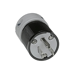 Woodhead® Safeway® 5266 Straight Blade Plug, 125 VAC, 15 A, 2 Poles, 3 Wires, Black/White