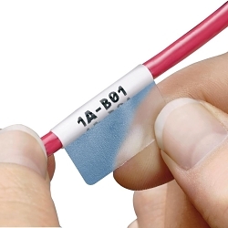 Panduit® P1™ S050X075VAC Self-Laminating Label Cassette, 3/4 in L x 1/2 in W, Clear/White, Vinyl