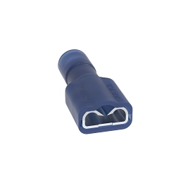 Panduit® Pan-Term™ DNF14-250FIB-C Type DNF-FIB Loose Piece Vibration-Resistant Female Disconnect, 14 AWG Conductor, 0.25 in W x 0.032 in THK Tab, Butted Seam/Funnel Entry Barrel, Brass, Blue, Fully Insulated