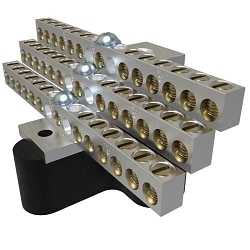 ILSCO® ClearChoice® NB-350-36-W/R16 Dual Rated Mechanical Neutral Bar, 4.7188 in L x 2.5313 in W x 2.54 in H, 600 VAC