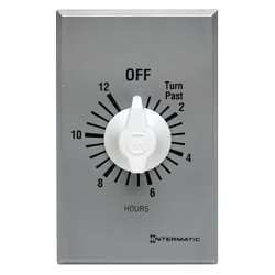 Intermatic® FF12HC FF Series Auto Off Commercial Mechanical Spring Wound Timer, 12 hr Setting, 125/257 VAC, 1 hp, 2 hp, 1NO 1 Form A SPST Contact, 1 Poles