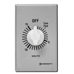 Intermatic® FF15MC FF Series Auto Off Commercial Mechanical Spring Wound Timer, 15 min Setting, 125/257 VAC, 1 hp, 2 hp, 1NO 1 Form A SPST Contact, 1 Poles