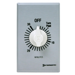 Intermatic® FF30MC FF Series Auto Off Commercial Mechanical Spring Wound Timer, 30 min Setting, 125/257 VAC, 1 hp, 2 hp, 1NO 1 Form A SPST Contact, 1 Poles