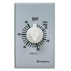 Intermatic® FF60MC FF Series Auto Off Commercial Mechanical Spring Wound Timer, 60 min Setting, 125/257 VAC, 1 hp, 2 hp, 1NO 1 Form A SPST Contact, 1 Poles