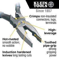 Klein® 12098 Universal Combination Plier, 1-25/32 in L x 1-1/32 in W x 0.53 in THK Jaw Tool Steel Jaw, 8.61 in OAL