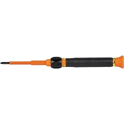 Klein® 32581INS 2-in-1 Insulated Screwdriver, 2 Pieces, #0, 1/8 in Range, Cushion Grip Handle, S2 Steel, ASTM F1505