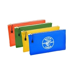 Klein® 5140 Assorted Zipper Bag, #10 Canvas, Olive/Orange/Royal Blue/Yellow