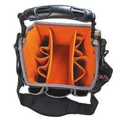 Klein® Tradesman Pro™ 554158-14 Large Open Top Closure Electrician's Tool Tote, 1680D Ballistic Weave, Black/Orange