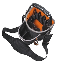 Klein® Tradesman Pro™ 55419SP-14 Shoulder Pouch, 1680D Ballistic Weave, Black/Orange