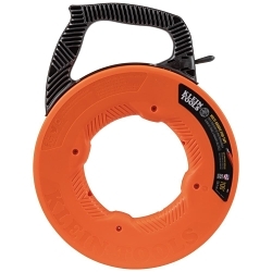 Klein® 56383 Multi-Groove Fish Tape With Non-Conductive Nylon Tip, 0.182 in THK Tape, 100 ft L Tape, Non-Conductive Nylon Eyelet Profile, Fiberglass Tape, Black/Orange