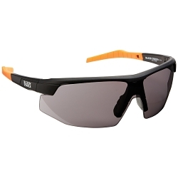 Klein® 60160 Standard Safety Eyewear, Anti-Fog/Scratch-Resistant, Gray Lens, Half-Frame Frame, Black/Orange, Nylon Frame, Polycarbonate Lens, ANSI Z87.1+ (2015), CSA Z94.3 (2015), MIL-PRF-32432A (Class 1-Ballistics Fragmentation) Clause 3.8.4.1