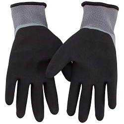 Klein® 60390 Standard Winter Work Gloves, Cold Weather, Grip/Seamless Style, XL, Latex Palm, Acrylic/Latex/Polyester, Black/Gray, Knit Wrist Cuff, Black/Latex Coated Coating, Resists: Abrasion, Tear and Water