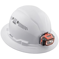 Klein® 60407 Type 1 Full Brim Vented Hard Hat, SZ 6-1/2 Fits Mini Hat, SZ 8 Fits Max Hat, ABS/Polycarbonate, 4-Point Reverse Donning Suspension, ANSI Electrical Class Rating: Class C, ANSI Impact Rating: ANSI Z89.1-2014, Ratchet with Pivot Adjustment