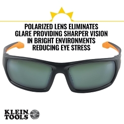 Klein® 60539 Glasses, Anti-Fog/Scratch-Resistant, Full-Frame Frame, Black/Orange, PC-ABS/Nylon Frame, Polycarbonate Lens